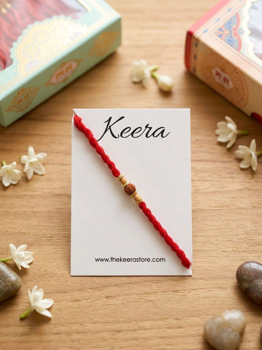 Rudraksha Dori Rakhi - Red