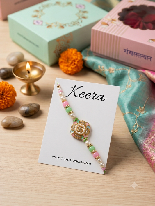 Pastel Moti Dori Rakhi