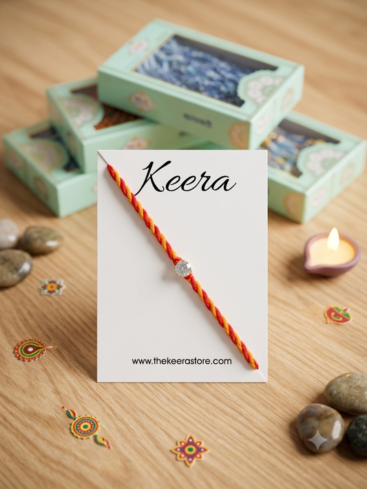 Stone Dori Rakhi - Yellow Red