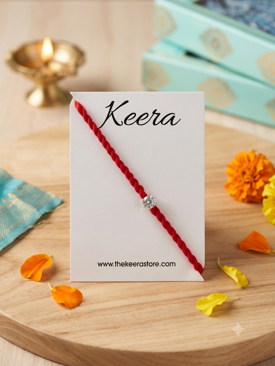 Stone Dori Rakhi - Red