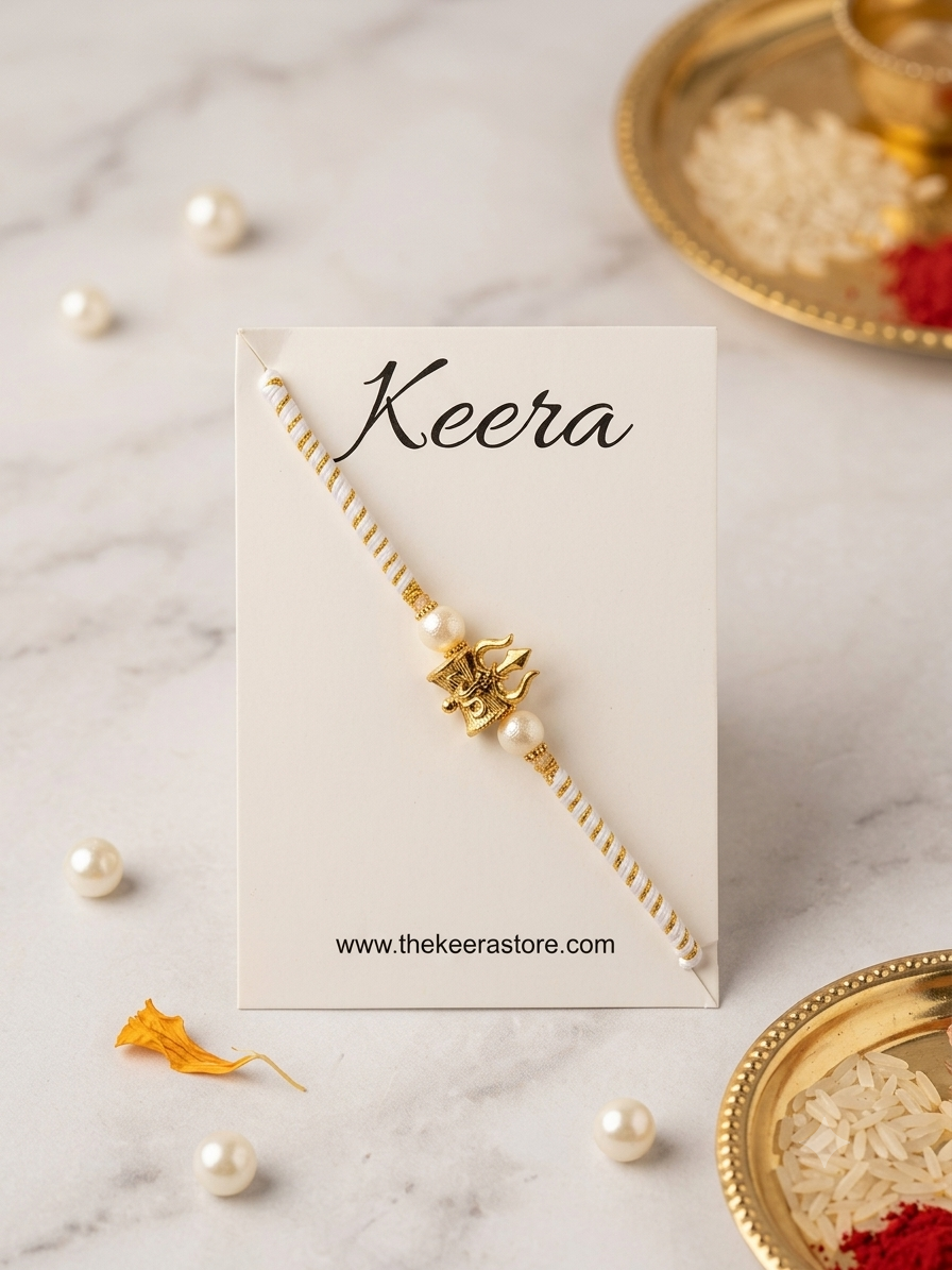 Trishul White Dori Rakhi