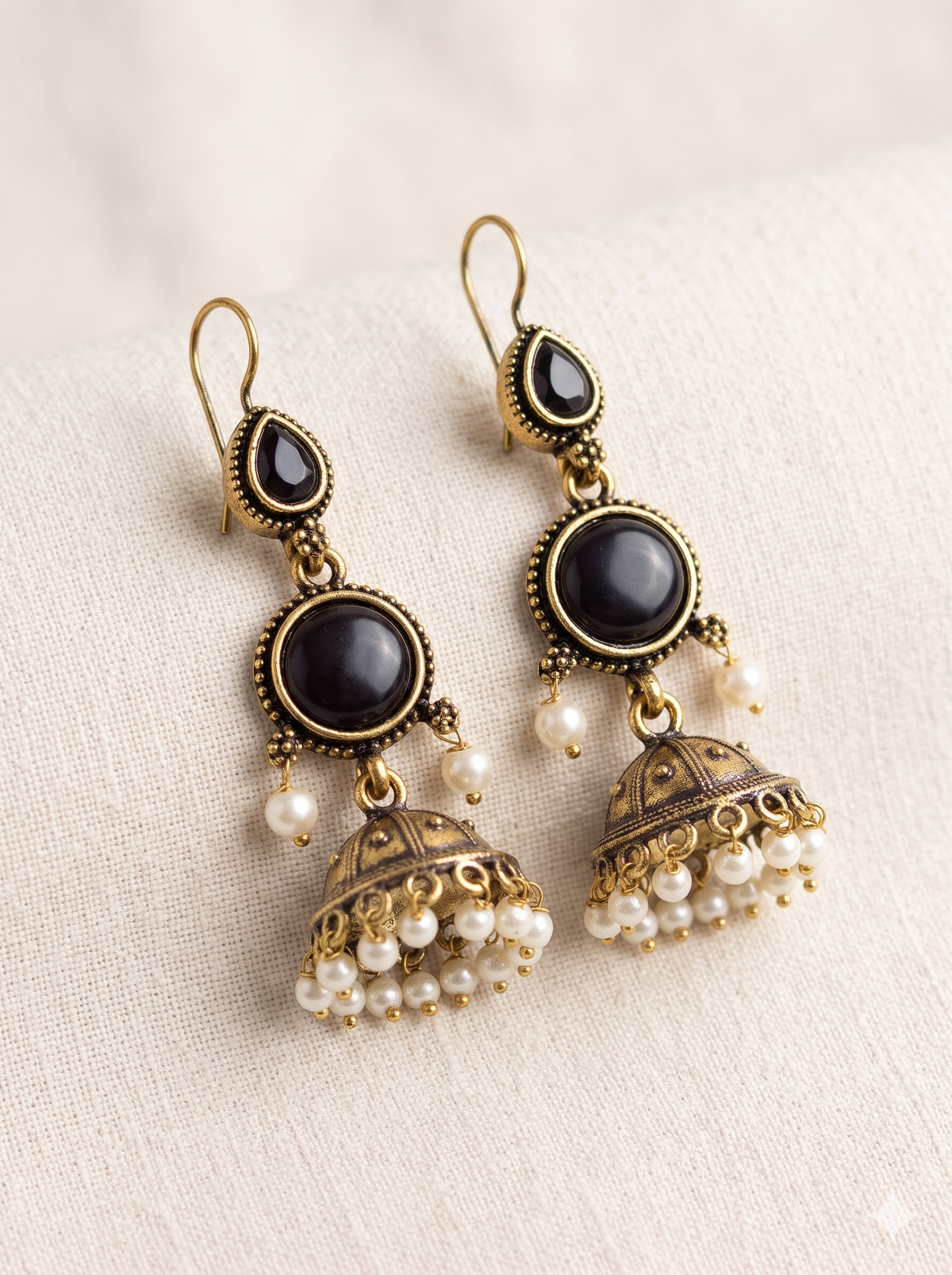 Royal Avira Jhumka - Black