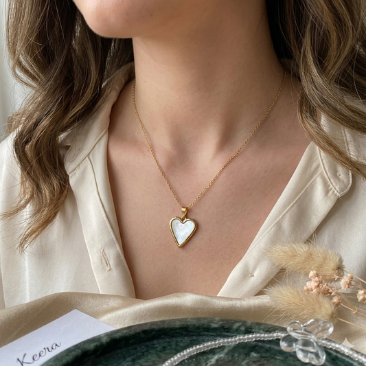 White Enamel Heart Chain