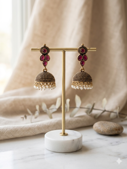 Pearl Drop Jhumka Ruby