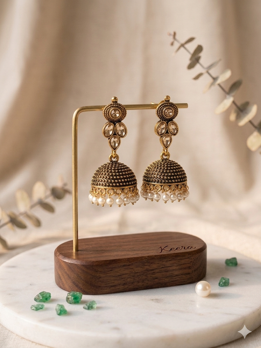 Pearl Drop Jhumka Golden