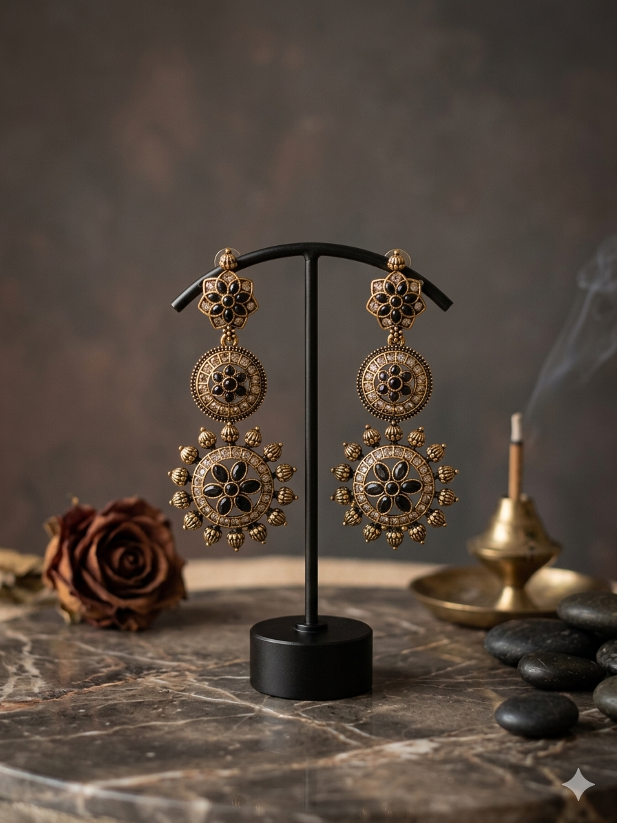 Rani Mandala Earring Black