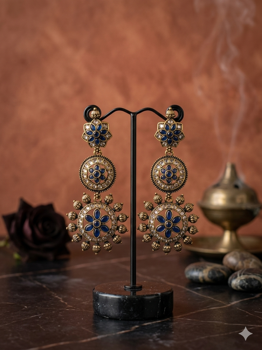 Rani Mandala Earring Navy Blue
