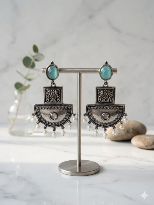 Zariya Oxidised Drops Sea Green