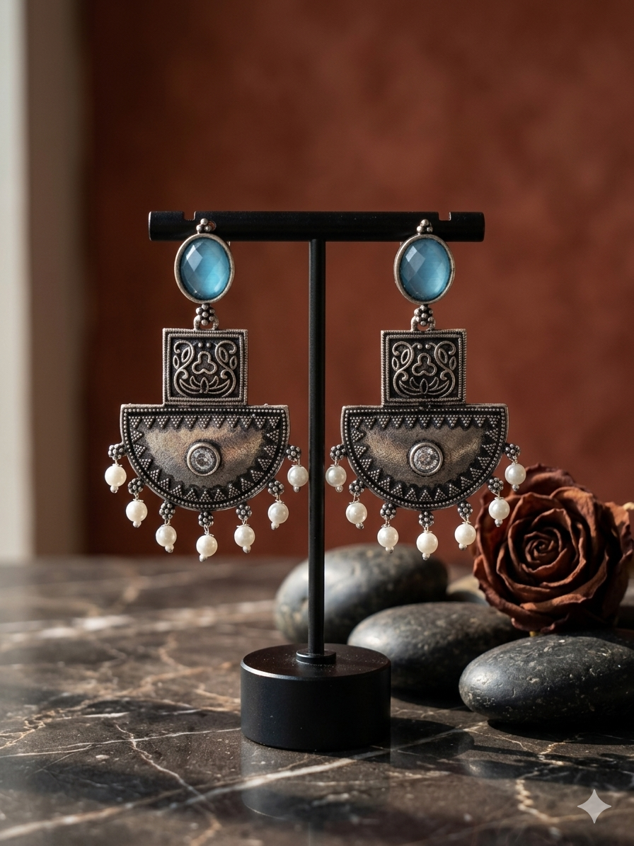 Zariya Oxidised Drops Blue