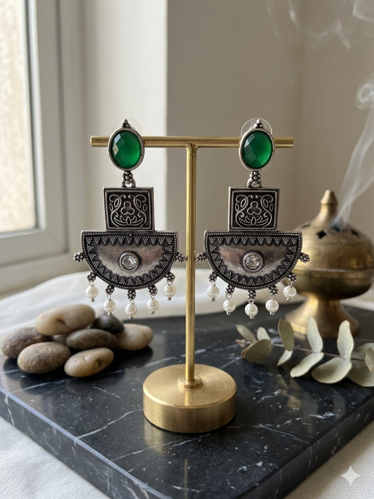 Zariya Oxidised Drops Green