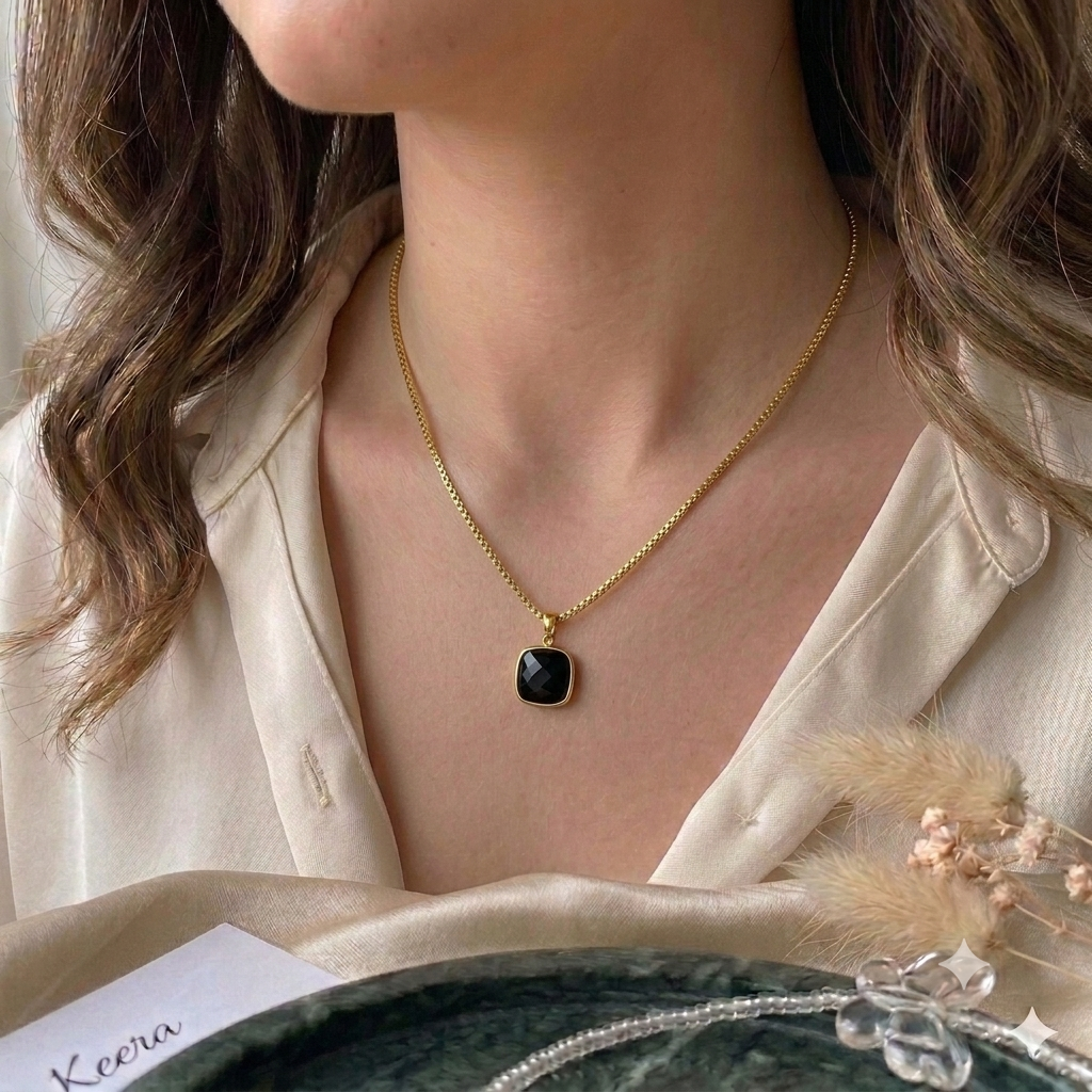 Black Square Statement Neckpiece