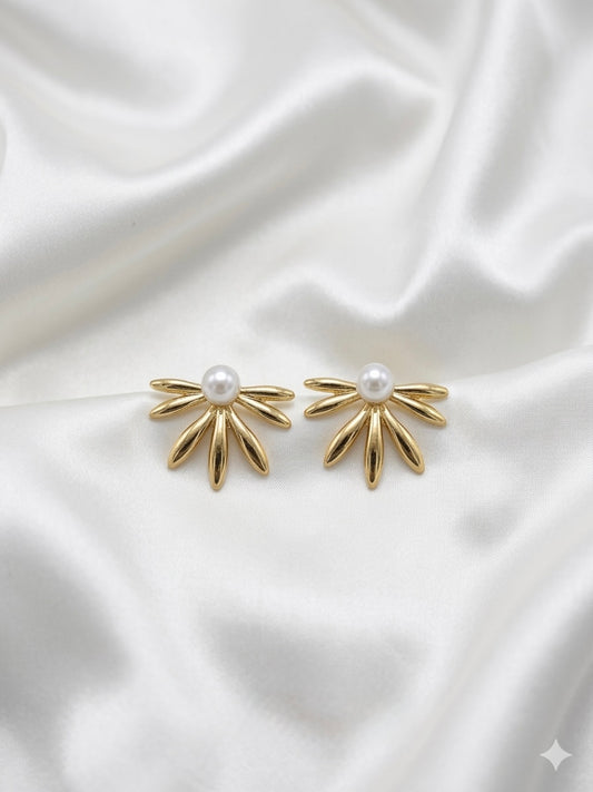 Pearl Half Flower Studs