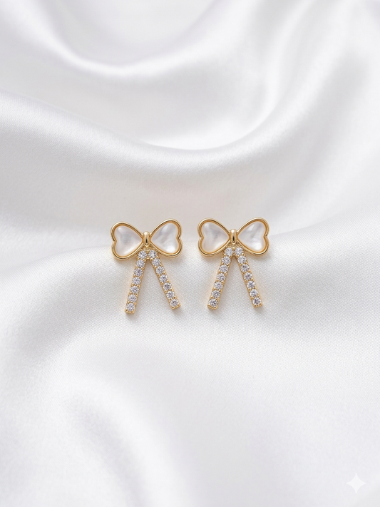 Pearl Stone Bow Studs.