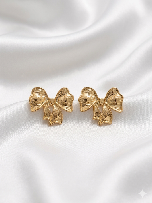 Golden Bow Charm Earring